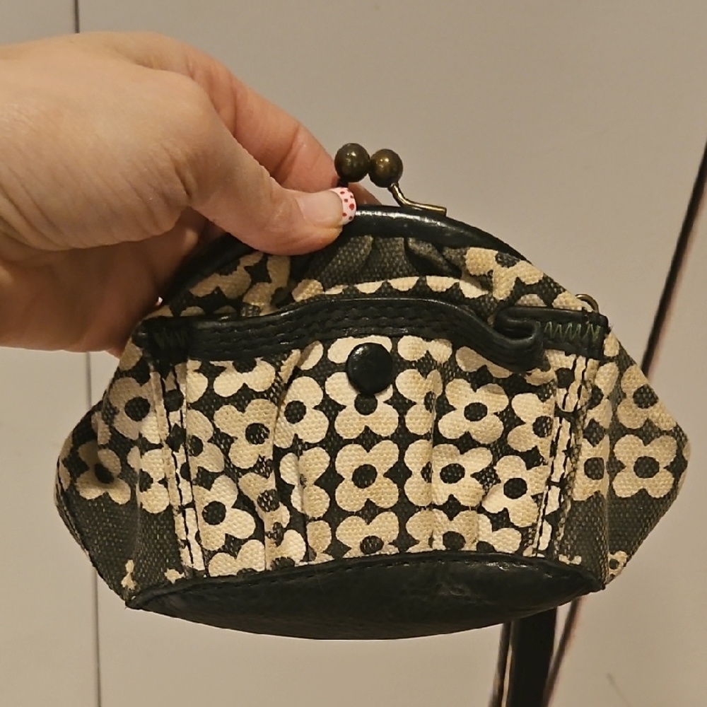 Lucky Brand Black and Cream Floral Clutch